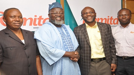 (L-r): Arch. Enoch Ogun, acting Postmaster General, Nigeria Postal Services, Adebayo Shittu, minister of Communication, John Obaro MD/CEO, Systemspecs, and Deremi Atanda, executive director, Systemspecs, when the Minister paid a courtesy call on Systemspecs, as part of his familiarization tour of ICT companies in Lagos during the week